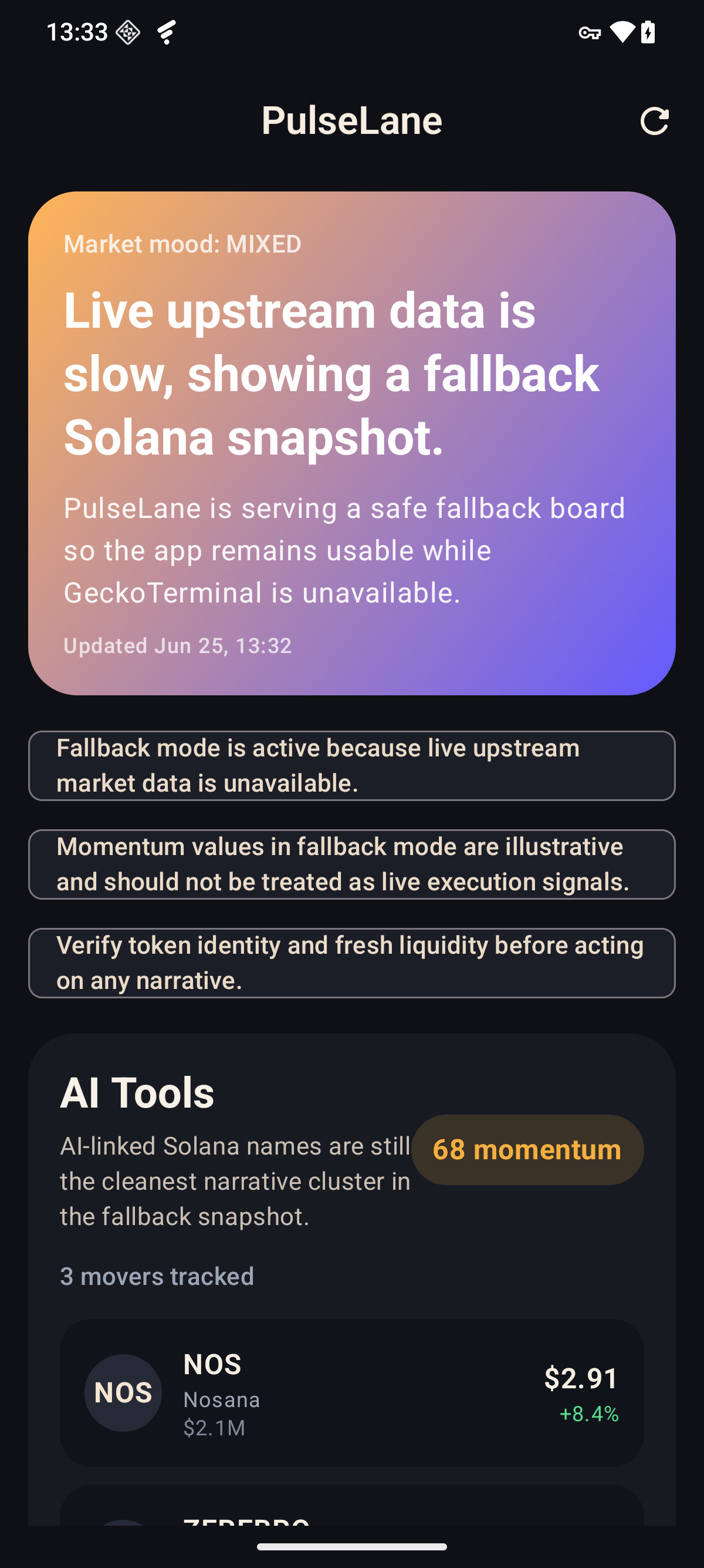 PulseLane overview screen